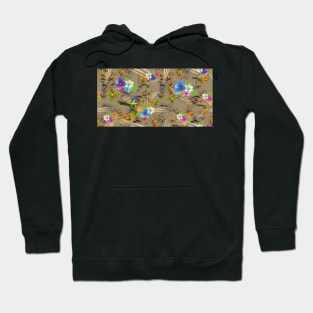 Colorful flowers and parrots with leopard skin texture Hoodie